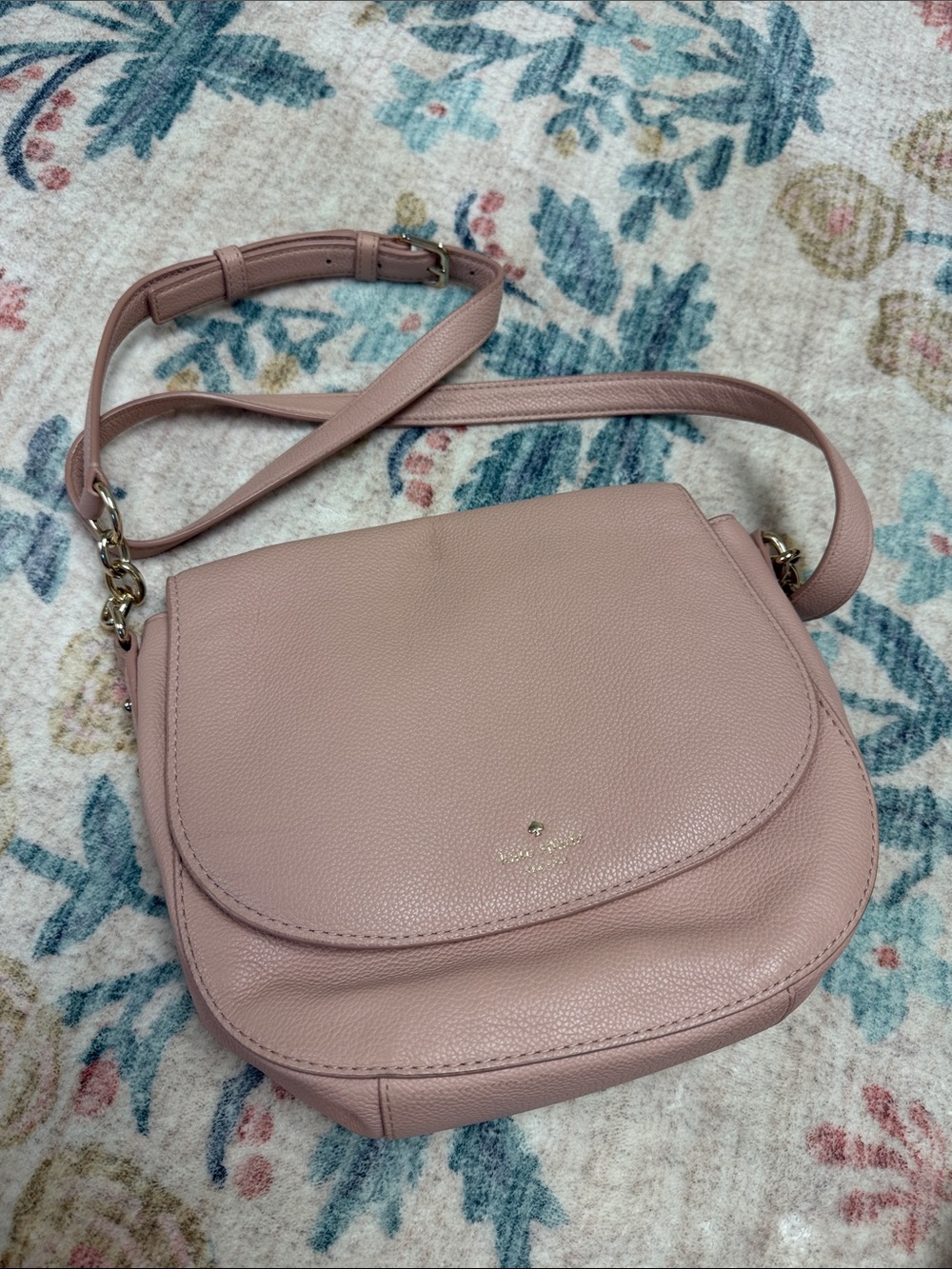 kate spade Blush Pink Pebbled Leather Crossbody Saddle Bag